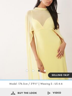 ASOS CAPE MAXI DRESS IN LEMON XS